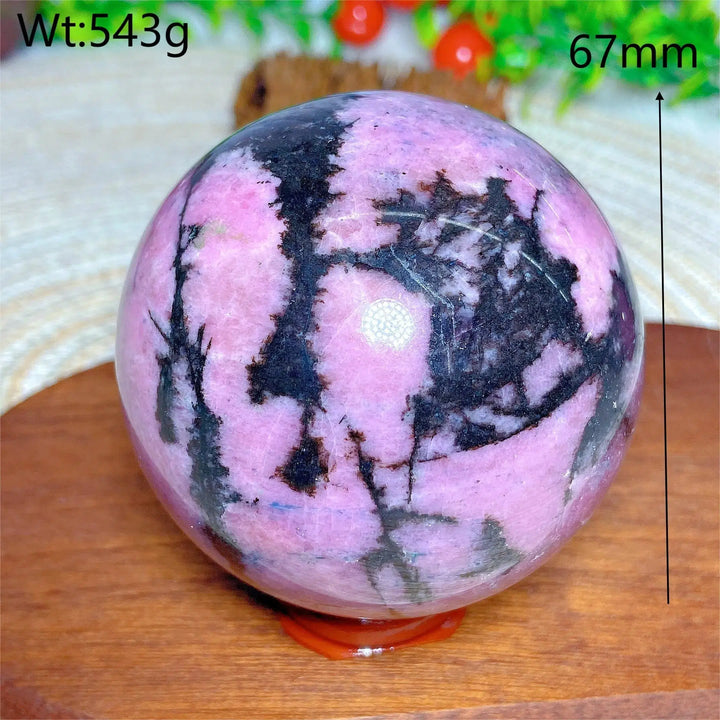 Stunning Rhodonite With Black Tourmaline Sphere