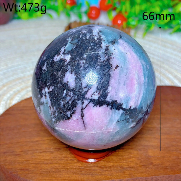 Stunning Rhodonite With Black Tourmaline Sphere