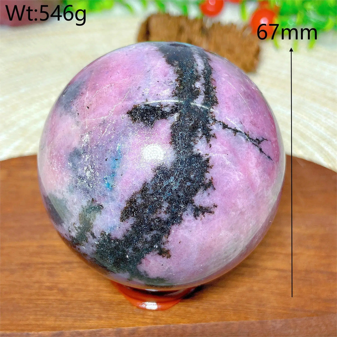 Stunning Rhodonite With Black Tourmaline Sphere