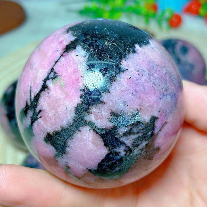 Stunning Rhodonite With Black Tourmaline Sphere