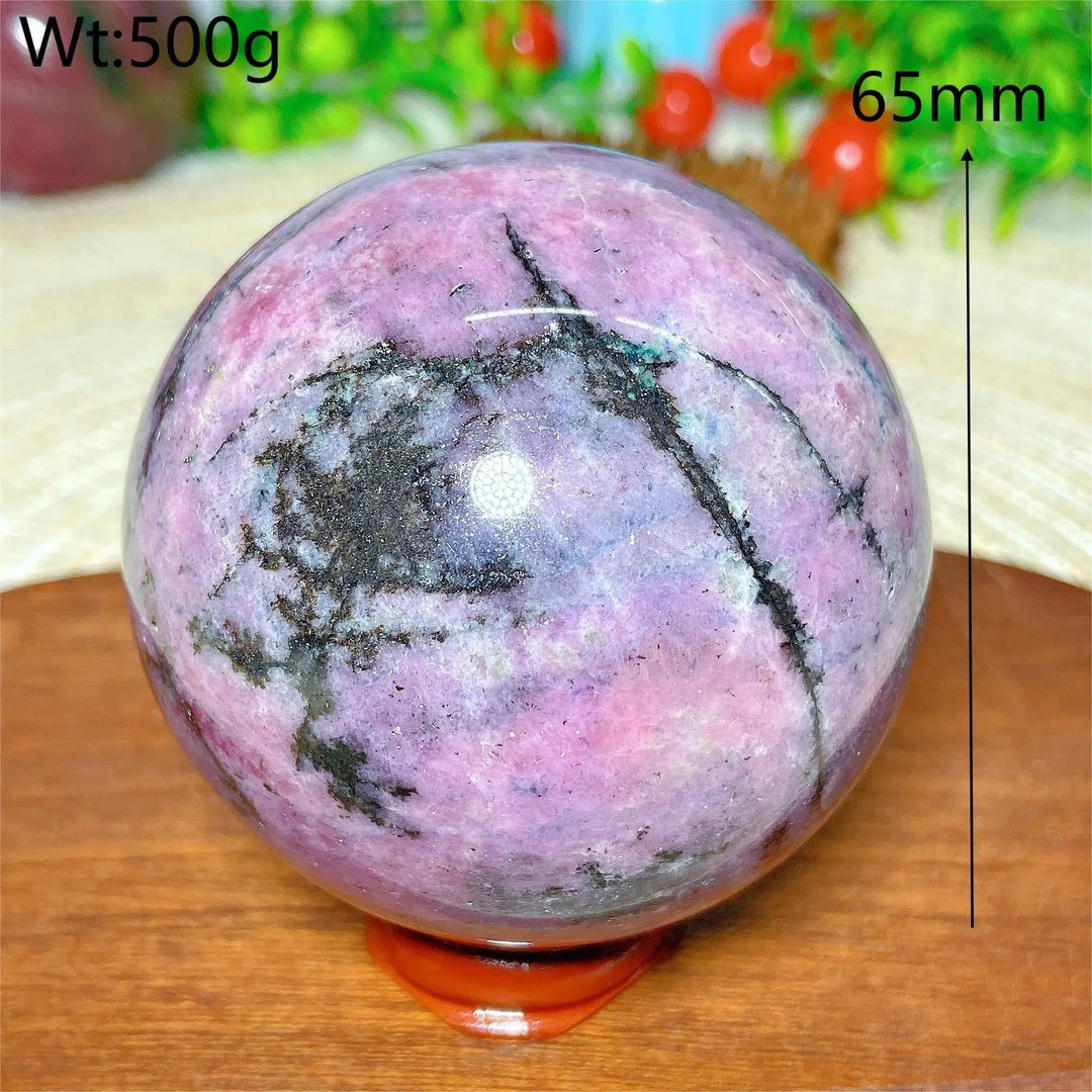 Stunning Rhodonite With Black Tourmaline Sphere