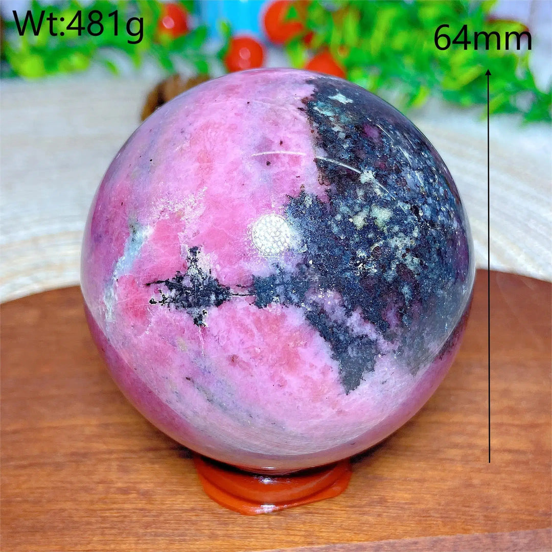 Stunning Rhodonite With Black Tourmaline Sphere