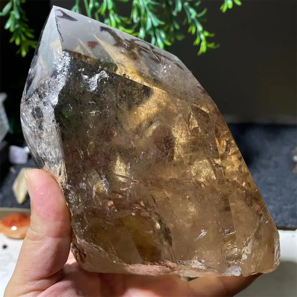 Stunning Smokey Citrine Point with Stand