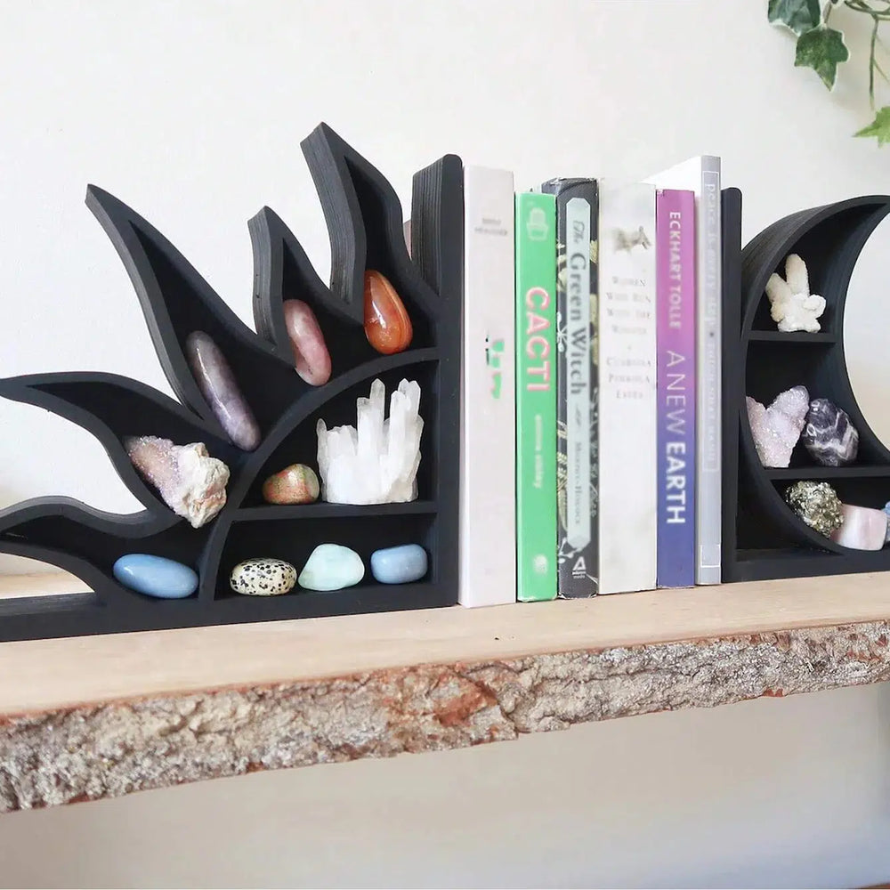 Sun Or Moon Crystal Shelf Bookends