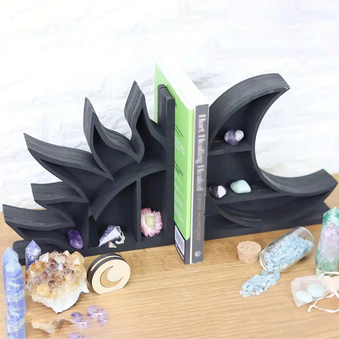 Sun Or Moon Crystal Shelf Bookends