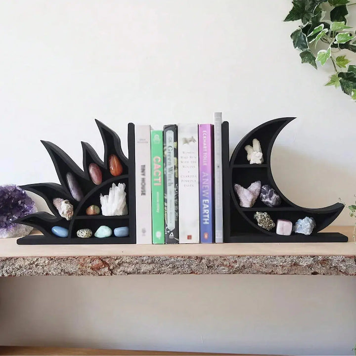 Sun Or Moon Crystal Shelf Bookends