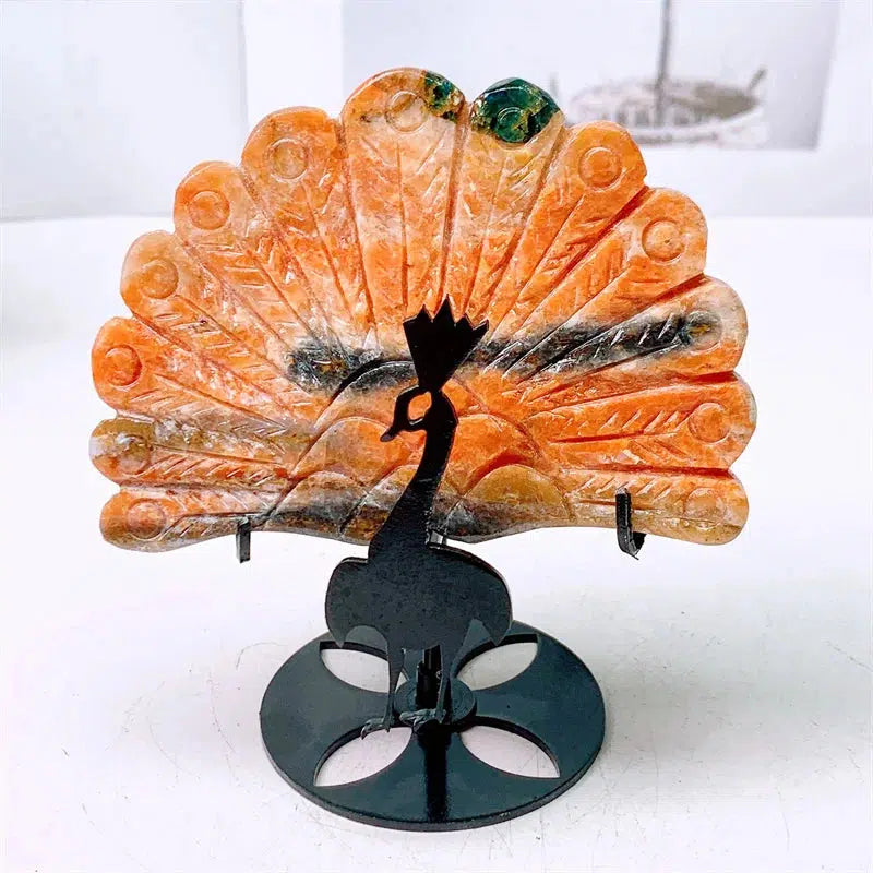 Sunstone Crystal Peacock Carved Wings