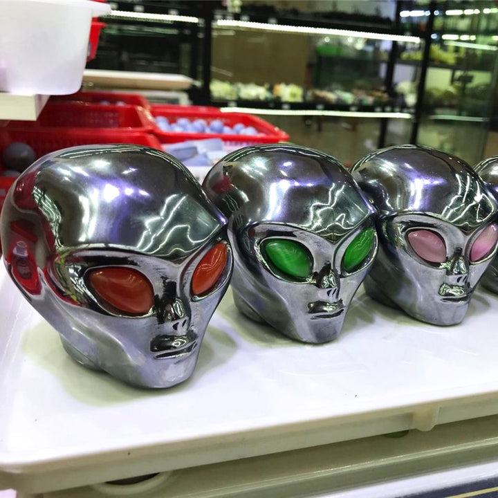 Terahertz Crystal Alien Head Skull Carving