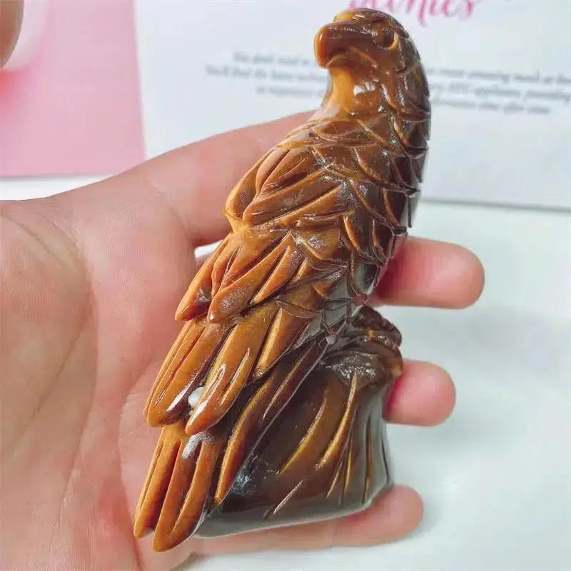 Tiger Eye Stone Eagle Carving