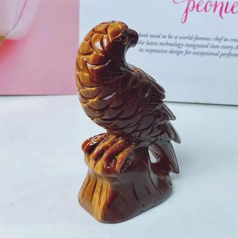 Tiger Eye Stone Eagle Carving