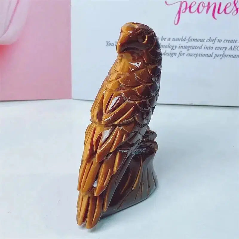 Tiger Eye Stone Eagle Carving