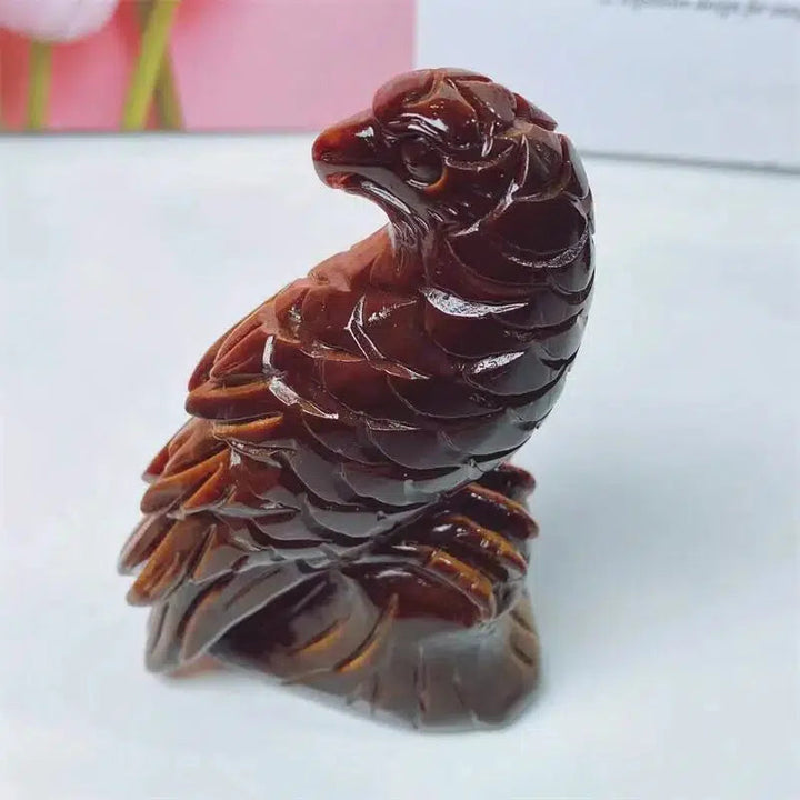 Tiger Eye Stone Eagle Carving