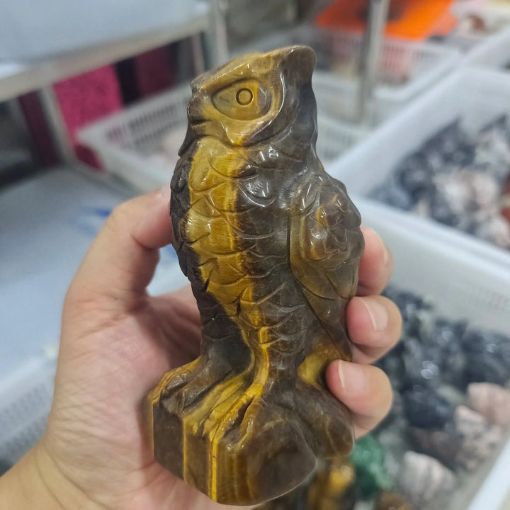 Tigers Eye Carved Owl