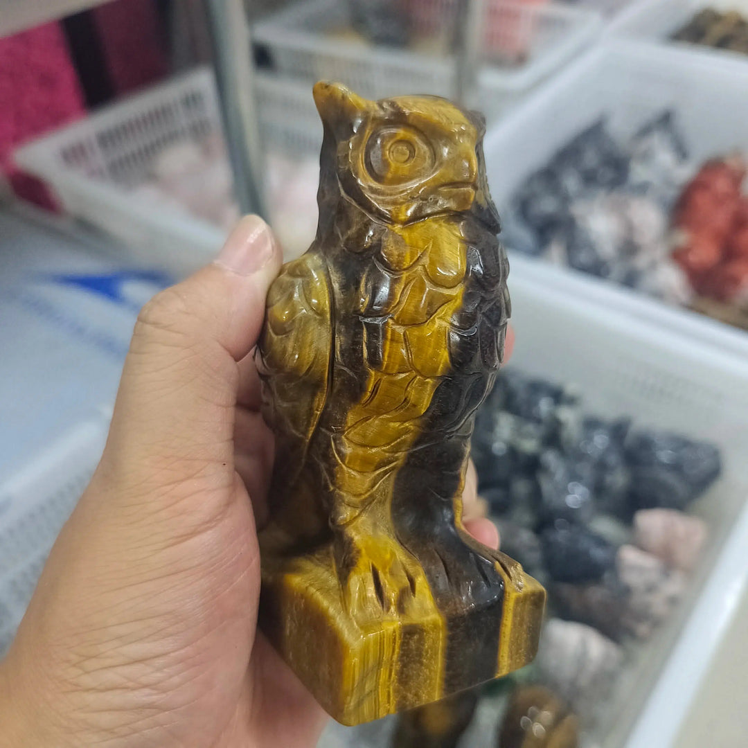 Tigers Eye Carved Owl