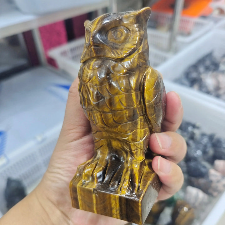 Tigers Eye Carved Owl