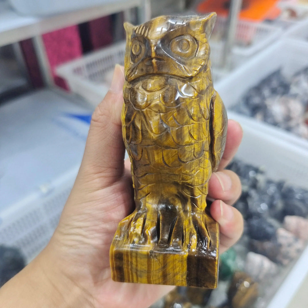 Tigers Eye Carved Owl