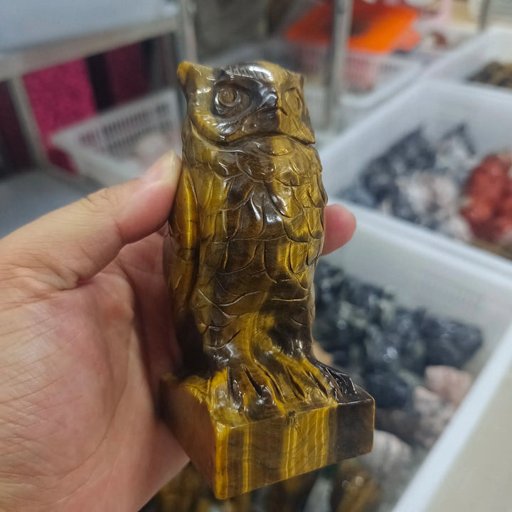 Tigers Eye Carved Owl