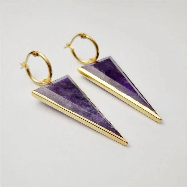 Triangle Shaped Amethysts Earrings