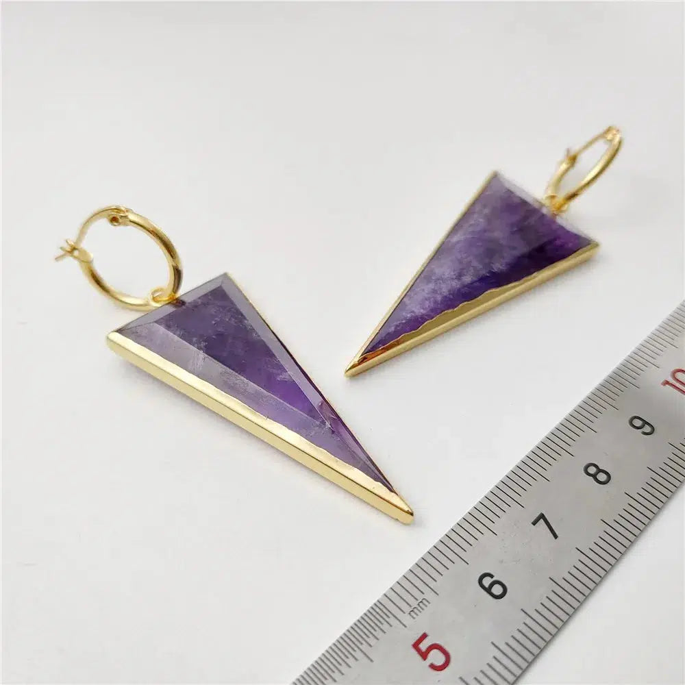 Triangle Shaped Amethysts Earrings