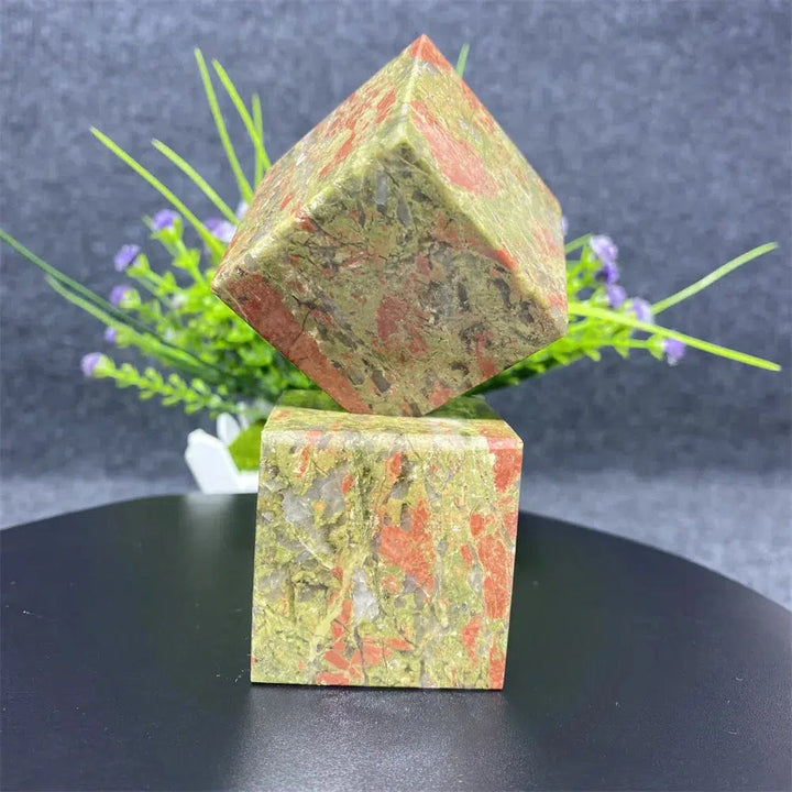 Unakite Crystal Cube