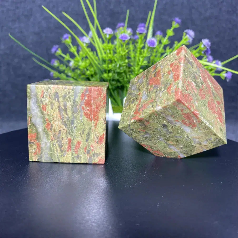 Unakite Crystal Cube