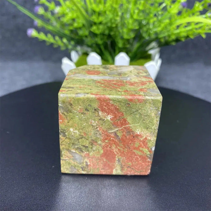 Unakite Crystal Cube