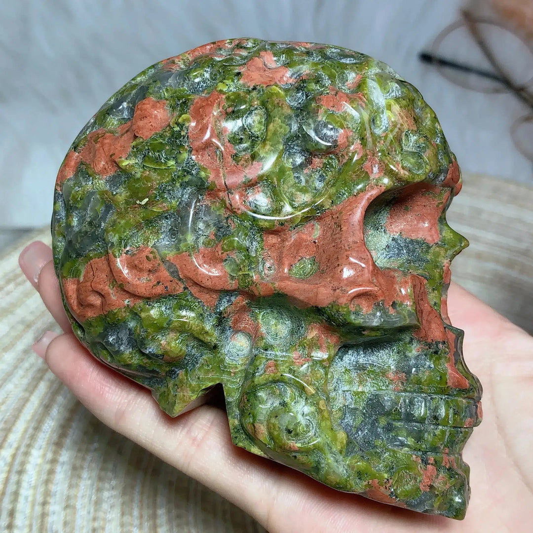 Unakite Crystal Skull