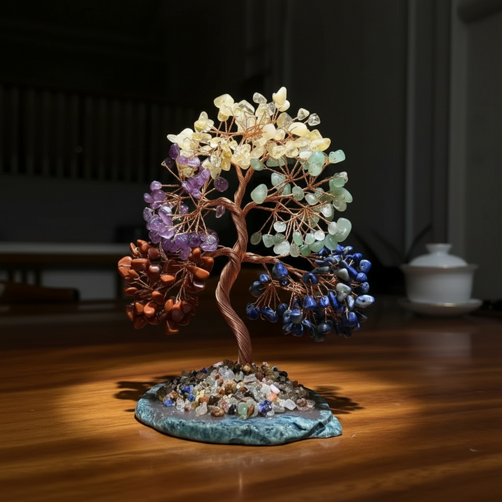 Vintage Gemstone 7 Chakras Bonsai Tree Crystal-Decorations-Ali-7 Chakras-110mm Tall-Crystal Destiny