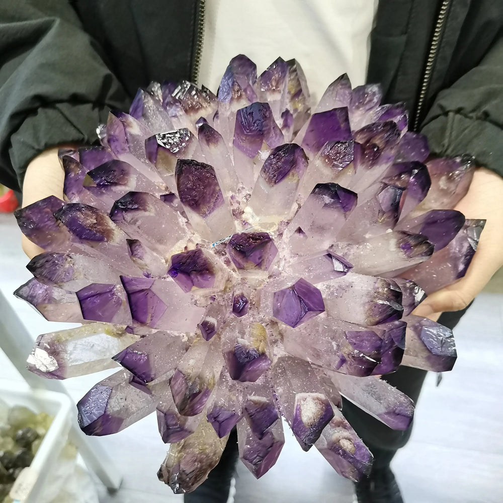 Violet Ghost Quartz Crystal Cluster