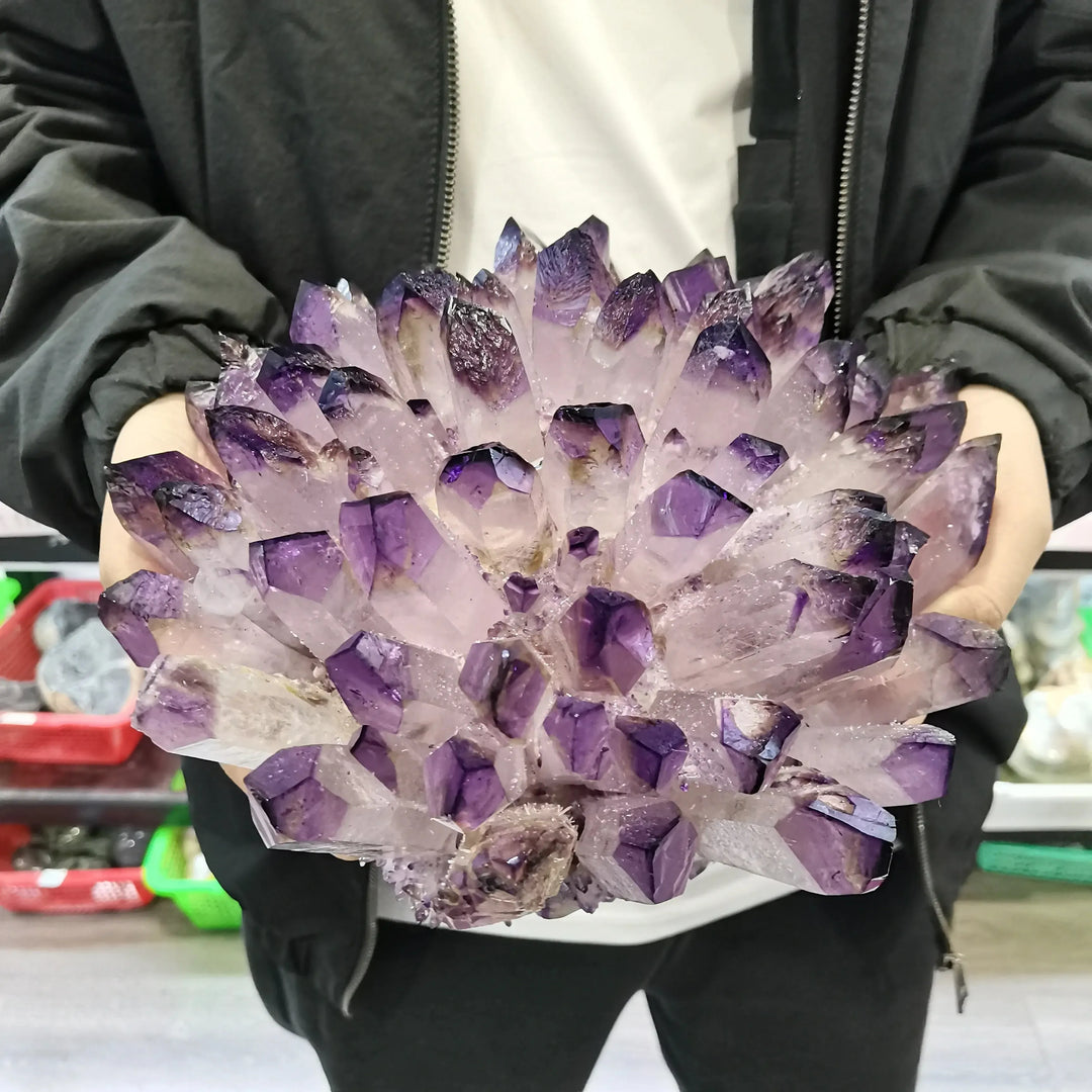 Violet Ghost Quartz Crystal Cluster