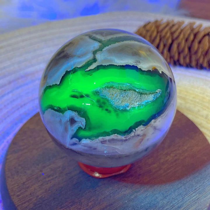 Volcanic Agate Sphere UV Reactive