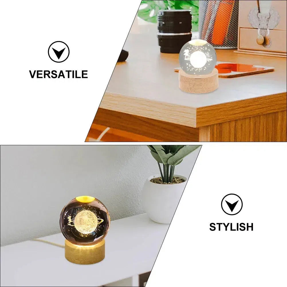 Wood Sphere Display Stand LED Light Base