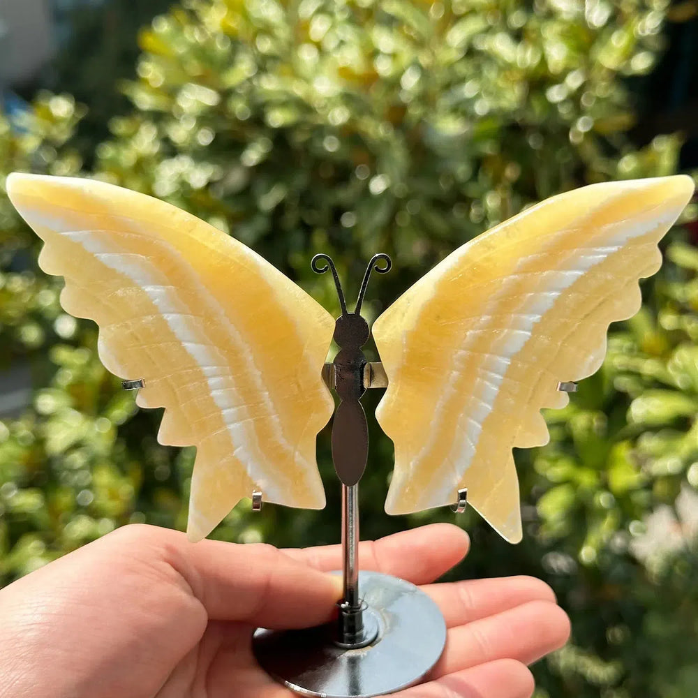 Yellow Calcite Crystal Butterfly Wings