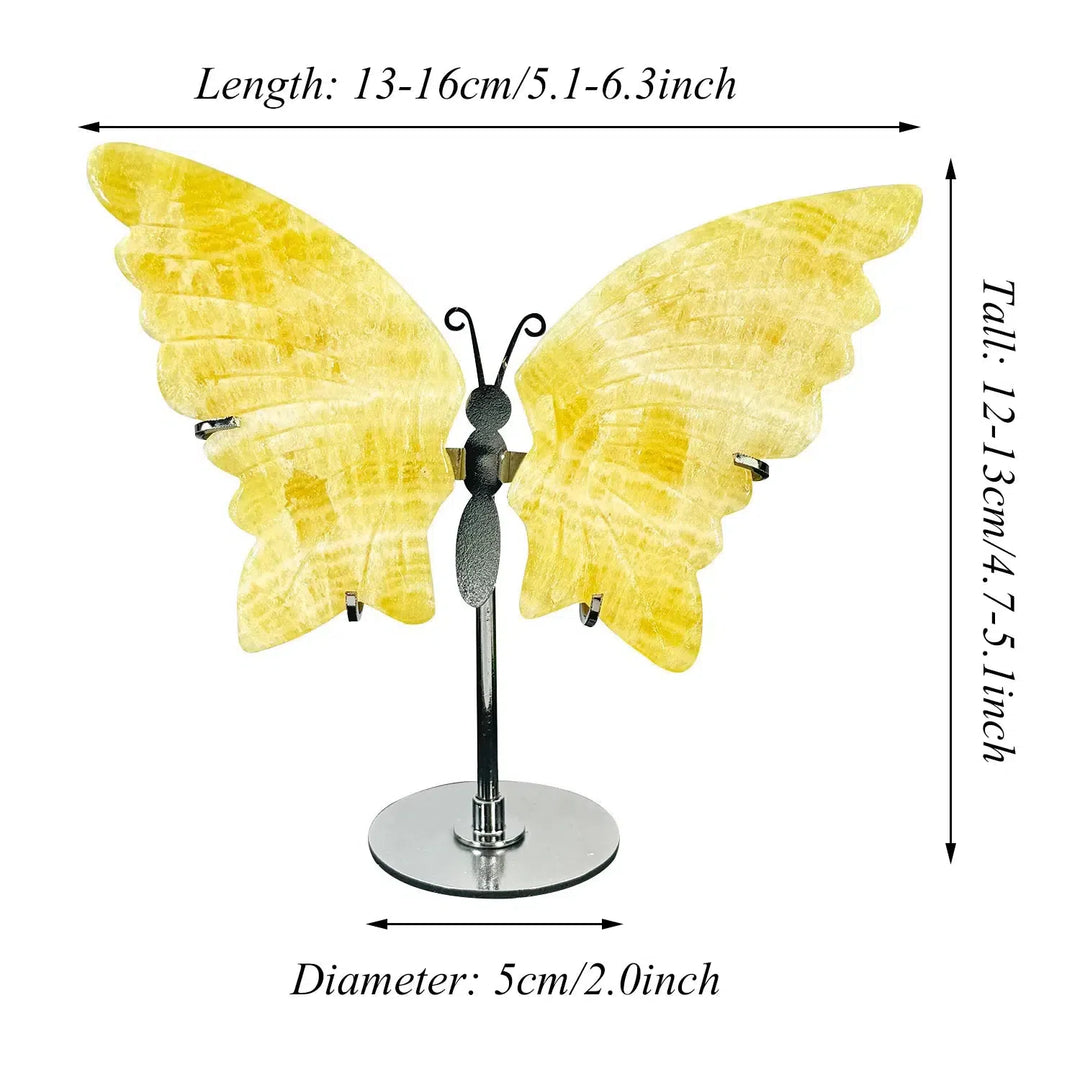 Yellow Calcite Crystal Butterfly Wings