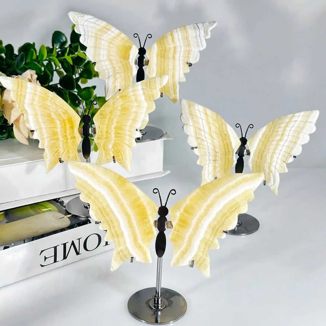 Yellow Calcite Crystal Butterfly Wings