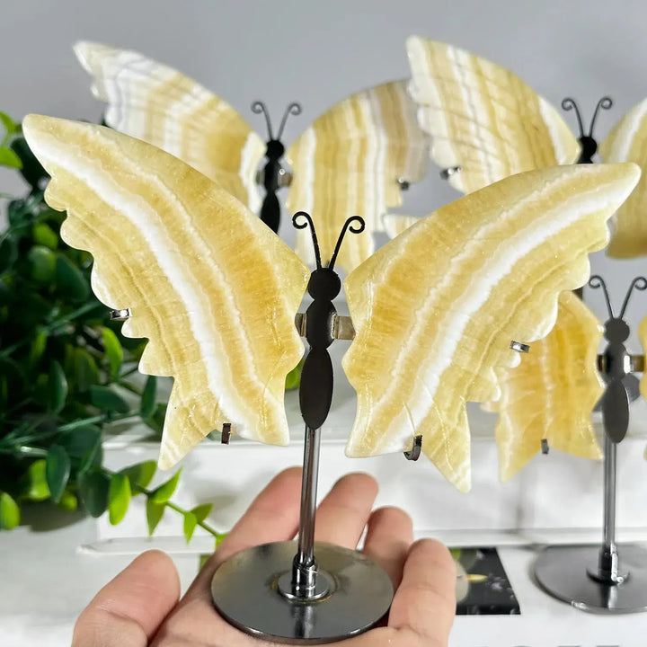 Yellow Calcite Crystal Butterfly Wings