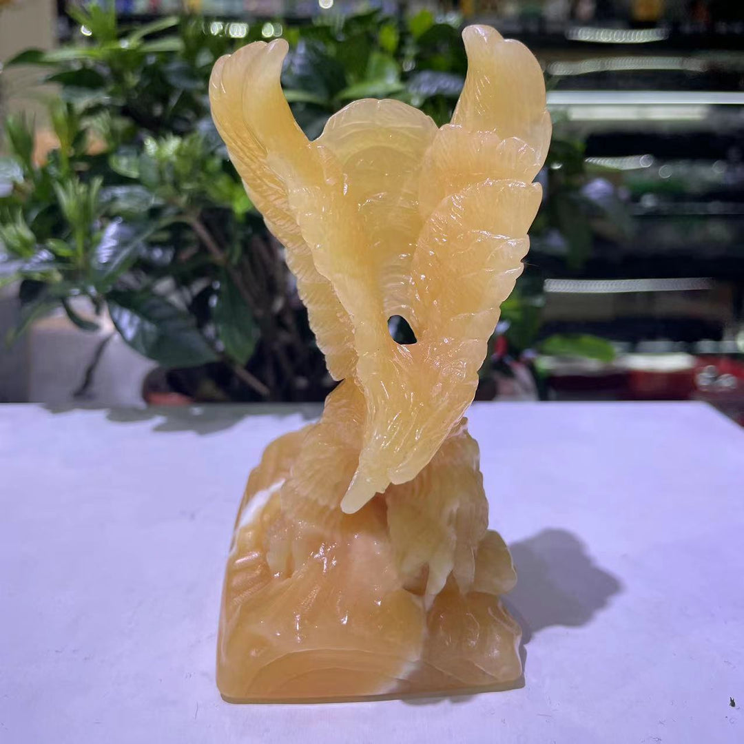 Yellow Calcite Crystal Hand Carved Eagle