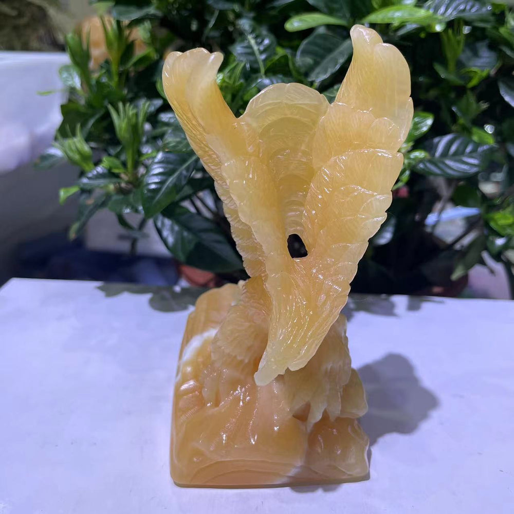 Yellow Calcite Crystal Hand Carved Eagle