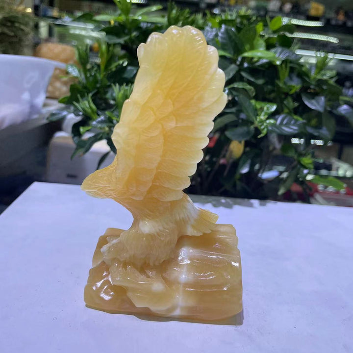 Yellow Calcite Crystal Hand Carved Eagle