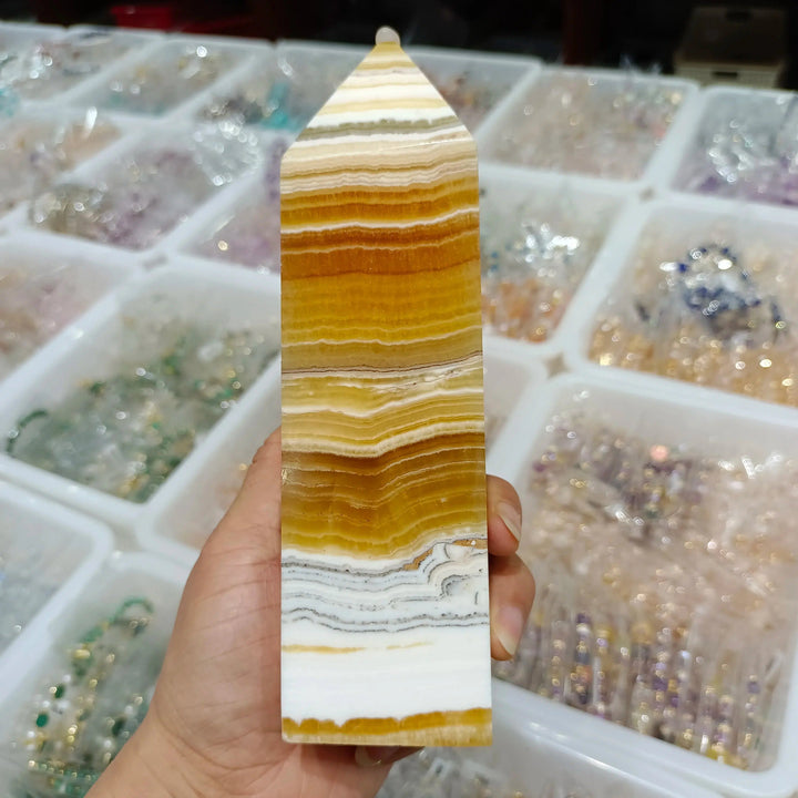 Yellow Calcite Crystal Tower