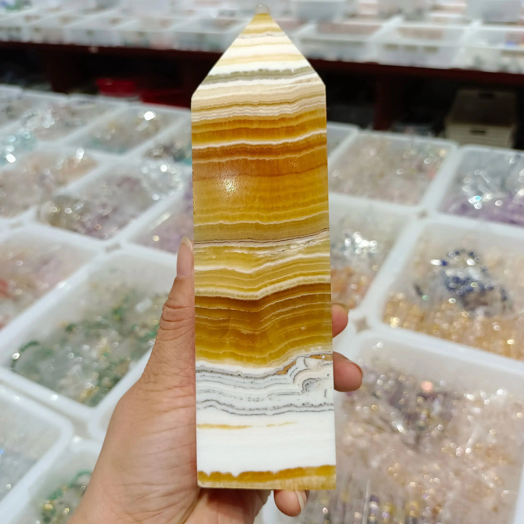 Yellow Calcite Crystal Tower