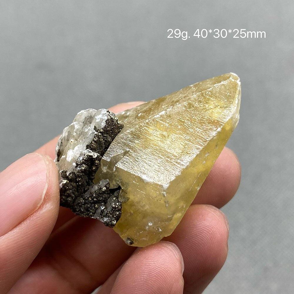 Yellow Calcite Crystal with Pyrite