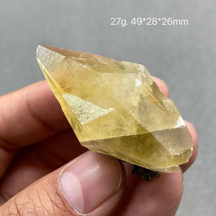 Yellow Calcite Crystal with Pyrite