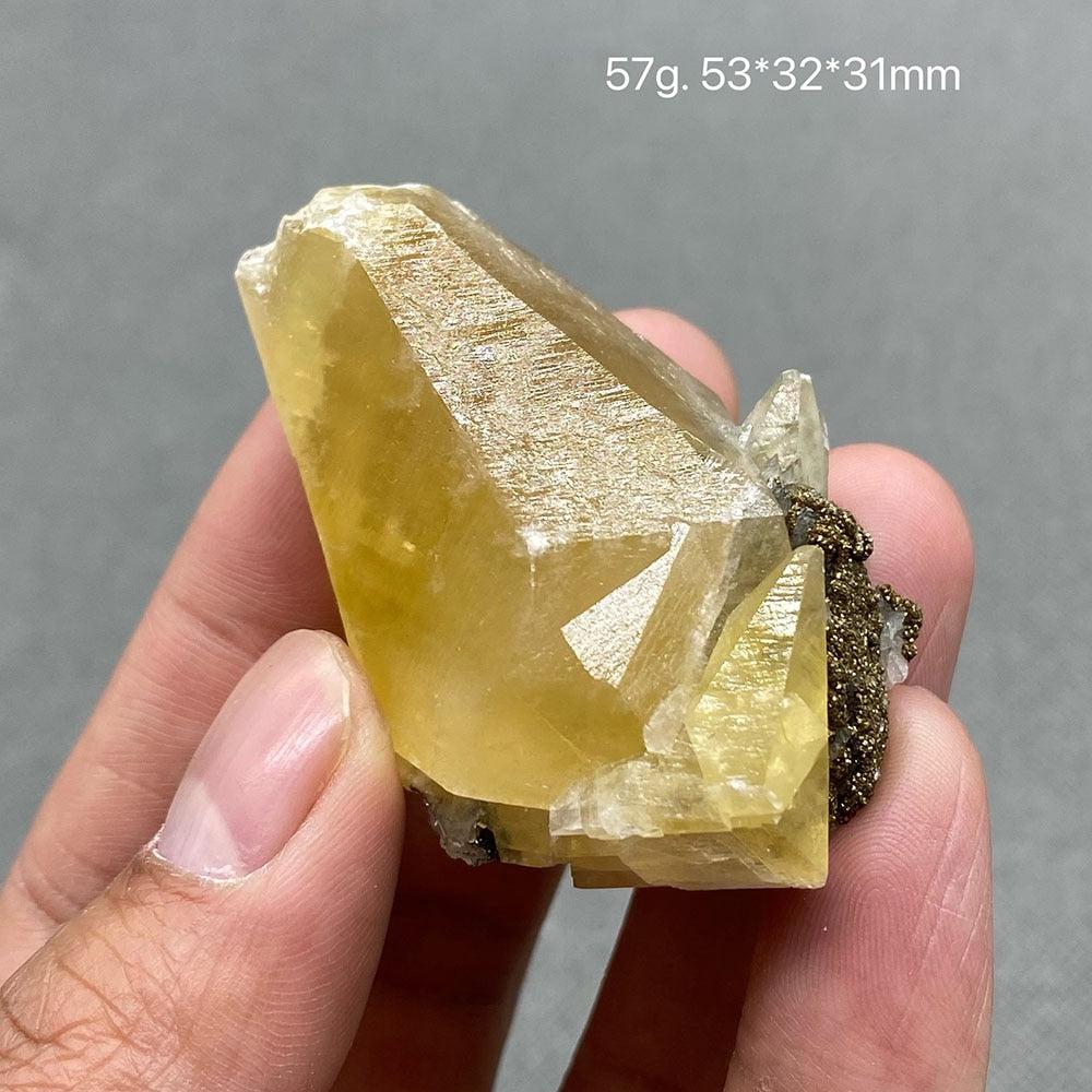 Yellow Calcite Crystal with Pyrite