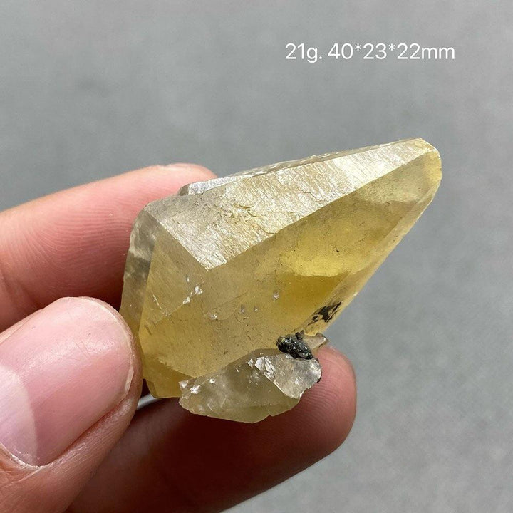 Yellow Calcite Crystal with Pyrite