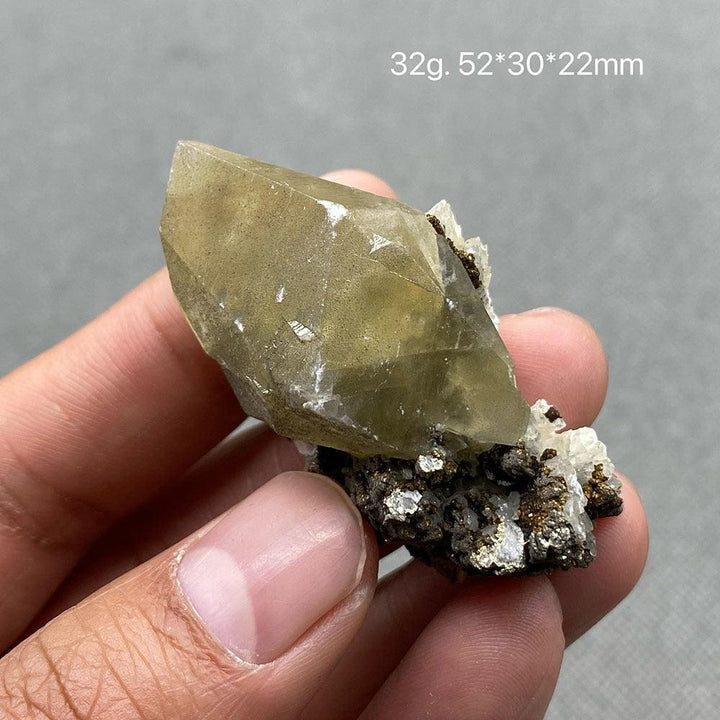 Yellow Calcite Crystal with Pyrite