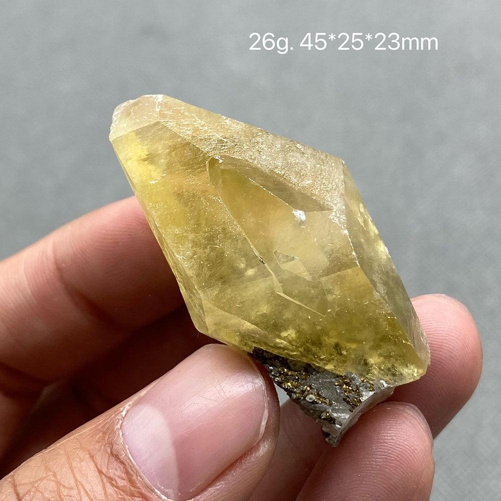 Yellow Calcite Crystal with Pyrite