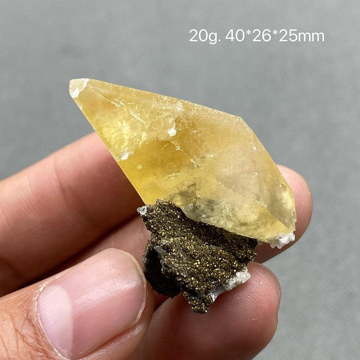 Yellow Calcite Crystal with Pyrite