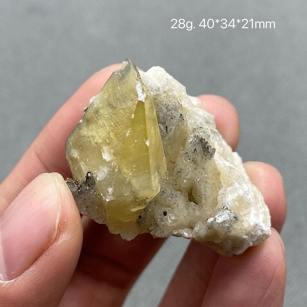 Yellow Calcite Crystal with Pyrite