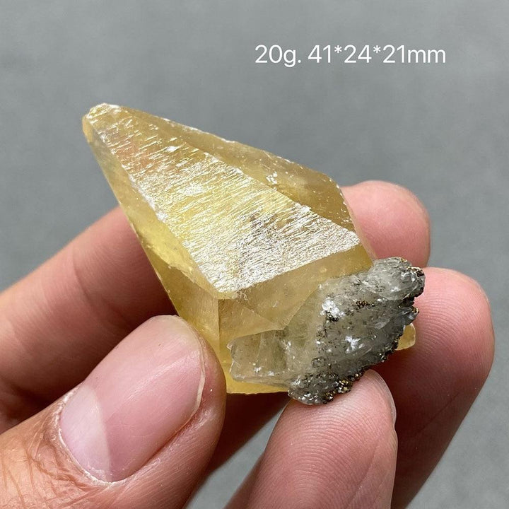 Yellow Calcite Crystal with Pyrite